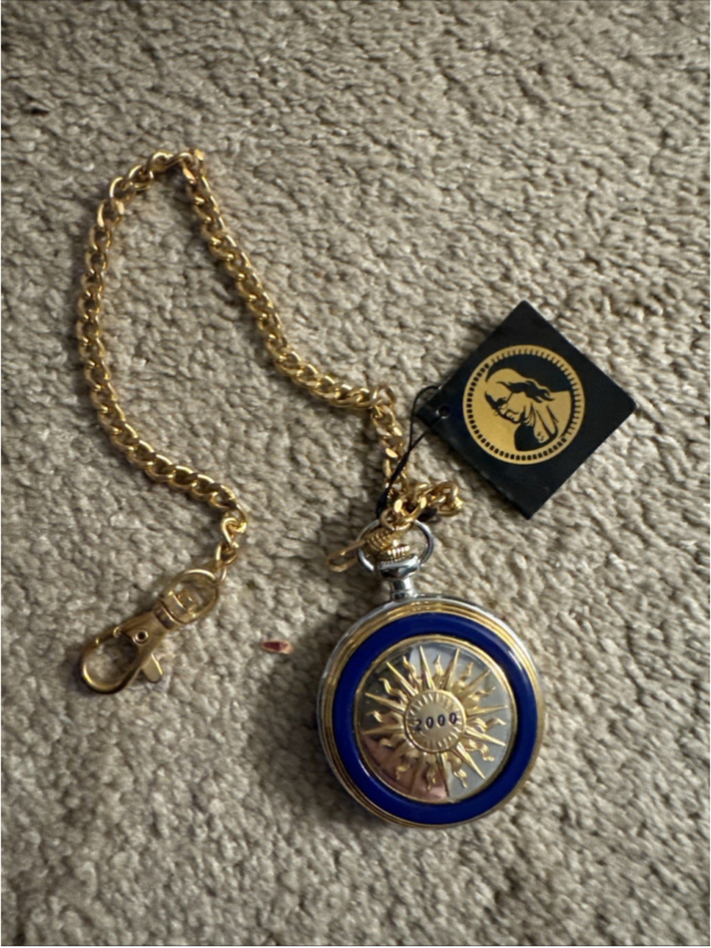 Franklin Mint Year 2000 Millennium Pocket Watch With Chain